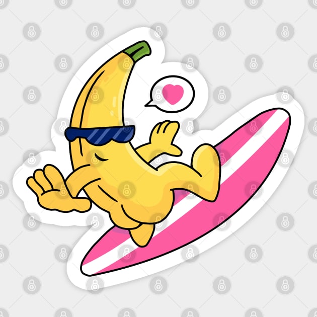 Crazy surfing banana to valentine day! Sticker by Anime Meme's